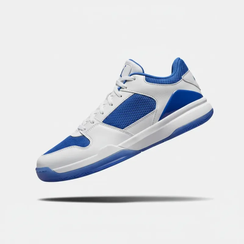 Pro Basketball Shoes - White & Blue Low-Top